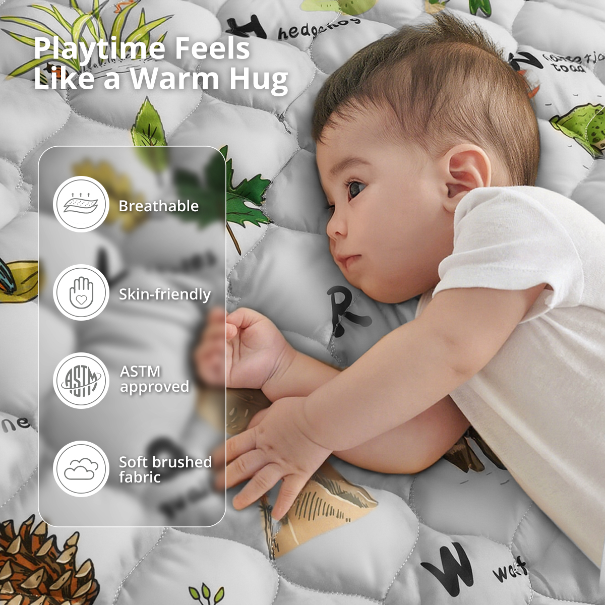 Caveen Baby Play Mat, Foldable Soft Padded, 50" x 50", Gray photo 2
