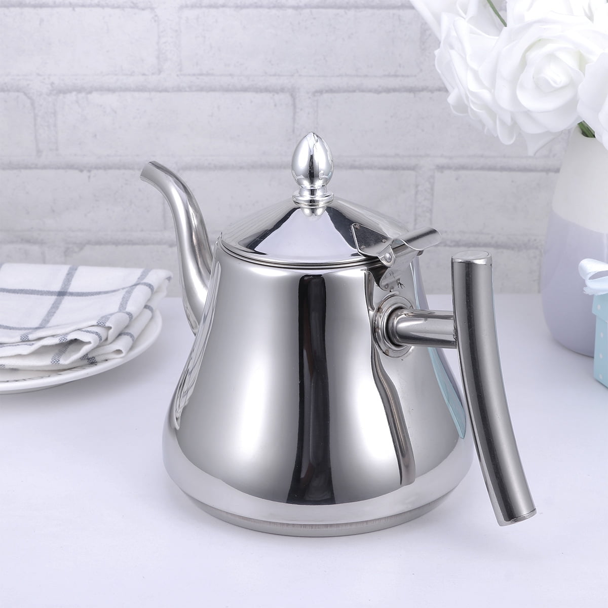 HG (1L)Stainless Steel Teapot Nontoxic Tea Pot Kettle With Filter For  Brewing