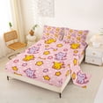 thumbnail image 2 of jejeloiu Pink Star Cat Polka Dot Full Size Sheets Kids,Lovely Kitten Print Bed Sheets,4 Pieces, 2 of 6