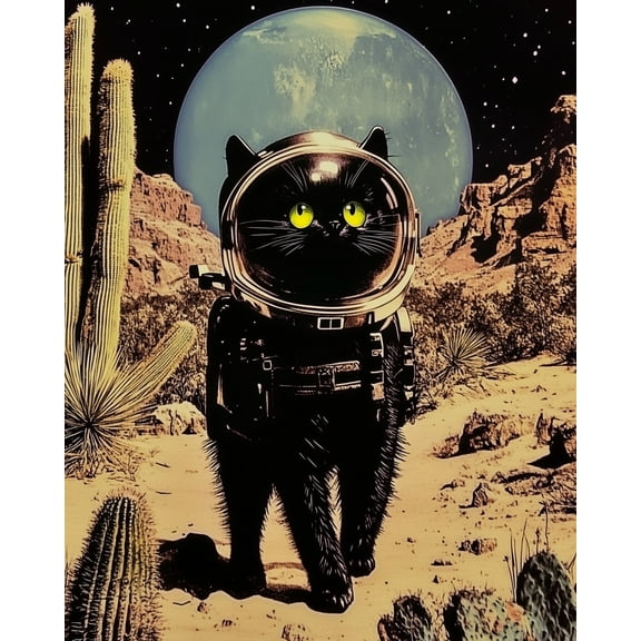 Paint by Number for Adults - Moon Black Cat Astronaut - Acrylic Easy Paint by Numbers for Adults Beginner DIY Painting by Numbers for Gift Home Wall Decor 16"W x 20"L