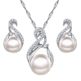 thumbnail image 1 of Ensemble Collier & Pendentif de Classification des Produits pour Femmes Collier Pendentif Perle Réglable et Boucles d'Oreilles Pendantes Perle avec Finition en Argent pour Cadeau de la Saint-Valentin, 1 of 3