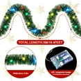 thumbnail image 2 of 16.4 ft Christmas Prelit Tinsel Garland with Lights Battery Operated 50 LED Hanging Garland with Light Xmas Foil Garland for Tree Wedding Party Decoration, 2 of 6