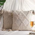 thumbnail image 3 of Fundas de almohada para sofá Estilo bohemio, exquisitamente elaboradas con acabado a mano con detalles de borlas de algodón grueso, estilo Moroc, 2 uds., 3 of 5