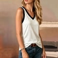thumbnail image 6 of vigerkar Womens V Neck Tank Tops Summer Cute Loose Fit V Back Sleeveless Shirts (White, M), 6 of 9