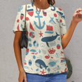 thumbnail image 3 of Nautical Sea Life Print-1 T Shirts Basic T-Shirt Short Sleeve Ladies Tee Shirt Summer Graphic Clothing, 3 of 7