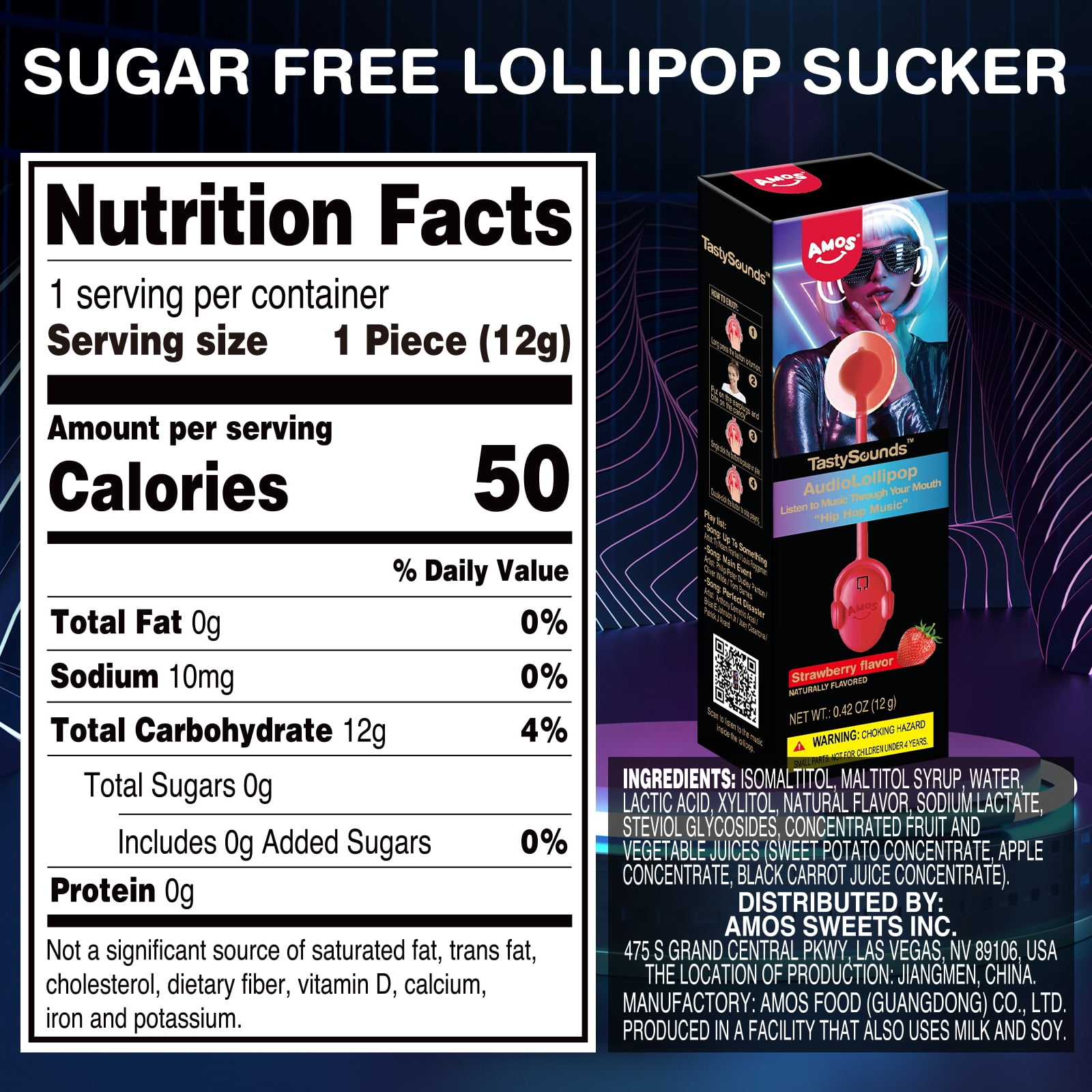 AMOS Music Lollipop Suckers Lollipop Fat Free Singing Lollipop, Creative Gift Party