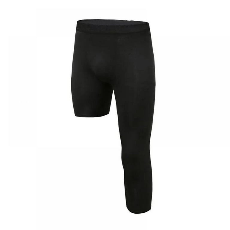 Naiyafly Men's Compression Pants One Leg 3/4 Capri Tights Leggings Athletic  Base Layer for Gym Running Basketball 