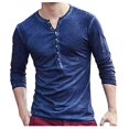thumbnail image 2 of MesaSe Man V Neck Long Sleeve Shirts Button On Slim For Shirt Leisure Solid Color Top, 2 of 6