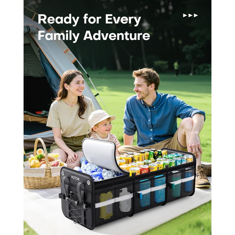 HOTOR Trunk Organizer with Cooler, 3-Compartment Storage photo 3