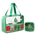 thumbnail image 2 of Juego de neceseres navideños transparentes - Organizador de artículos de tocador de viaje con bordado festivo de Papá Noel y árbol Un neceser de maquillaje, 2 of 2