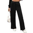 thumbnail image 1 of Pantalones Deportivos de Pierna para Mujer, Cintura Alta, Holgados y con Cordón Ajustable Negro M, 1 of 9