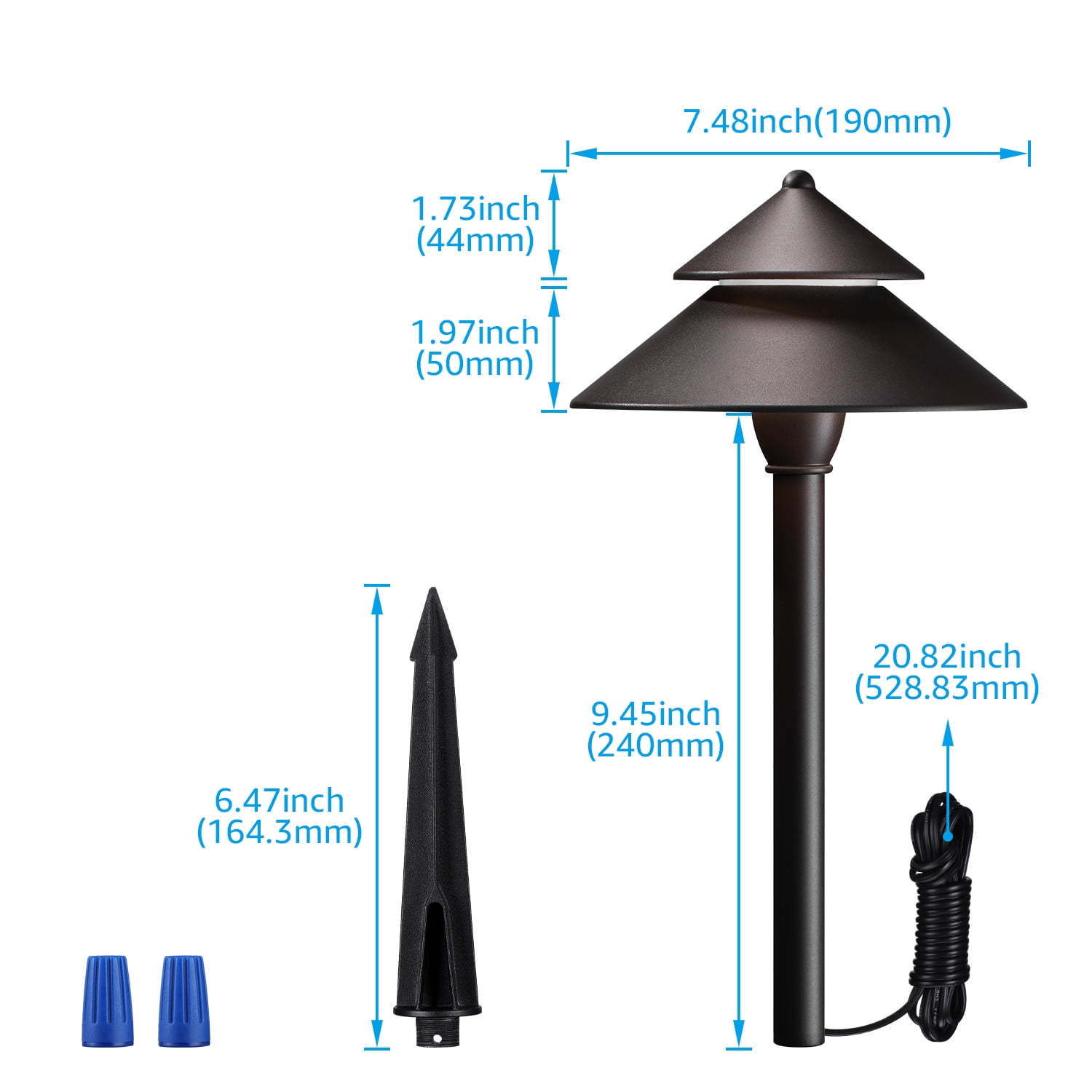 LEONLITE 12-Pack LED Landscape Pathway Lighting, 3W AC/DC 12V-24V