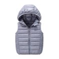 thumbnail image 2 of Boys Girls Hooded Puffer Vest,Kids Winter Down Vest, Sleeveless Zipper Jackets Outerwear, Lightweight Warm for Daily Wear,Gray,130, 2 of 4