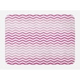 thumbnail image 1 of Light Pink Bath Mat, Chevron Zigzag Pattern with Twisted Parallel Lines in Vibrant Tones Graphic, Non-Slip Plush Mat Bathroom Kitchen Laundry Room Decor, 29.5 X 17.5 Inches, Magenta White, Ambesonne, 1 of 2