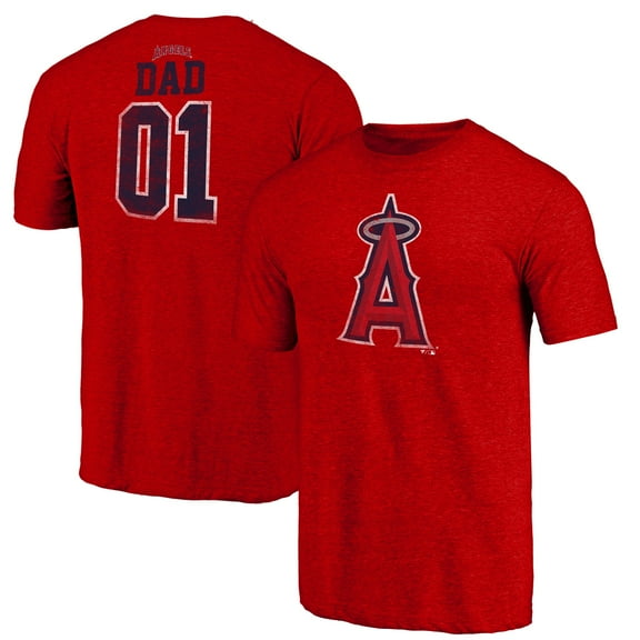 Men's Red Los Angeles Angels Father's Day Greatest Dad Tri-Blend T-Shirt