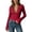RD1, variant on Women's Lace Trim Long Sleeve Top, V-Neck Slim Fit Flare Sleeve Blouse, Coquette Going Out Crop Top for Casual Wear(Red/S)
