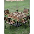thumbnail image 3 of Outdoor Tablecloth with Umbrella Hole and Zipper, Vintage Farmhouse Square Table Cloth 60x60 Inch Waterproof Tablecloth, Retro Home Text Country Star Wooden Picnic Table Cover for Patio Camping, 3 of 7