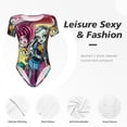 thumbnail image 4 of Rocae Monstre Haut pour une Pièce Col Rond Manches Courtes Justaucorps pour Femmes Justaucorps Basique Décontracté Combinaison Quotidienne T-Shirts-Moyen, 4 of 7