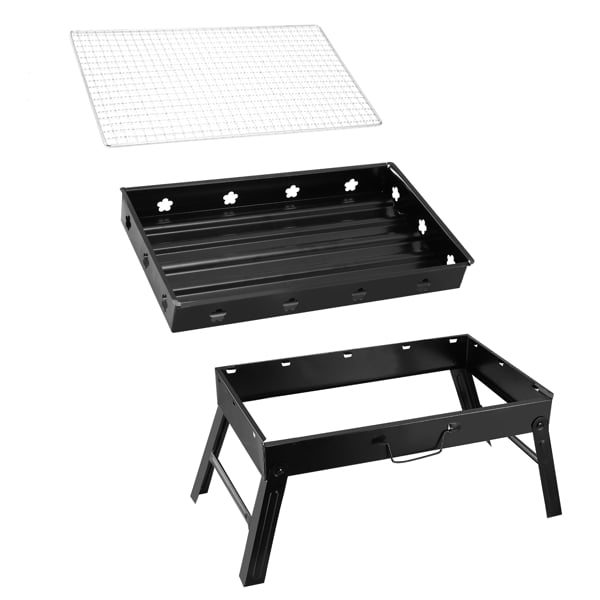 17x10in Foldable Portable BBQ Grill - 4.4lbs Stainless Steel, Easy Setup For Camping Picnics
