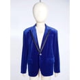 thumbnail image 3 of TSSOE Boys Velvet Sport Blazer Classic Fit Lapel Suit Jacket Single Breasted Outerwear Coat Royal Blue 10, 3 of 7