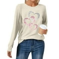 thumbnail image 2 of JAKANYQ T-Shirts pour Femmes Mode Décontractée Col Rond Manches Longues T-Shirt pour Amour Cœur Lettre Couche de Base Confortable et Tendance. pour Usage Quotidien. Tee Polyvalent, 2 of 3