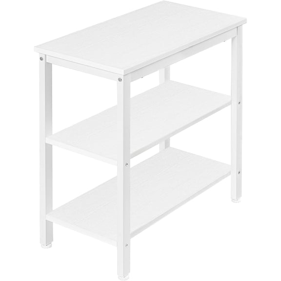 End Table, Simple Rustic Side Table with 3-Tier Storage Shelf, Narrow Nightstand for Small Spaces, Easy Assembly, for Living Room, Bedroom, Metal, Industrial Design