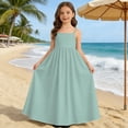 thumbnail image 2 of oqasdz Girls Dresses Kids Backless Casual Spaghetti Strap Beach Maxi Loose Flowy Sundress Solid Color Holiday Party Dress, 2 of 7