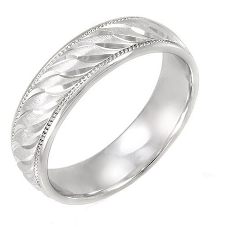 Men's Sterling Silver Swirl Pattern Ring, 6mm