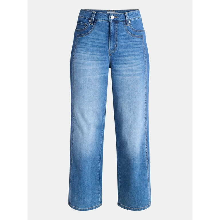 パンツ theredthread S tethered long denim Time and Tru Women's High Rise Wide Leg Cropped Jeans with
