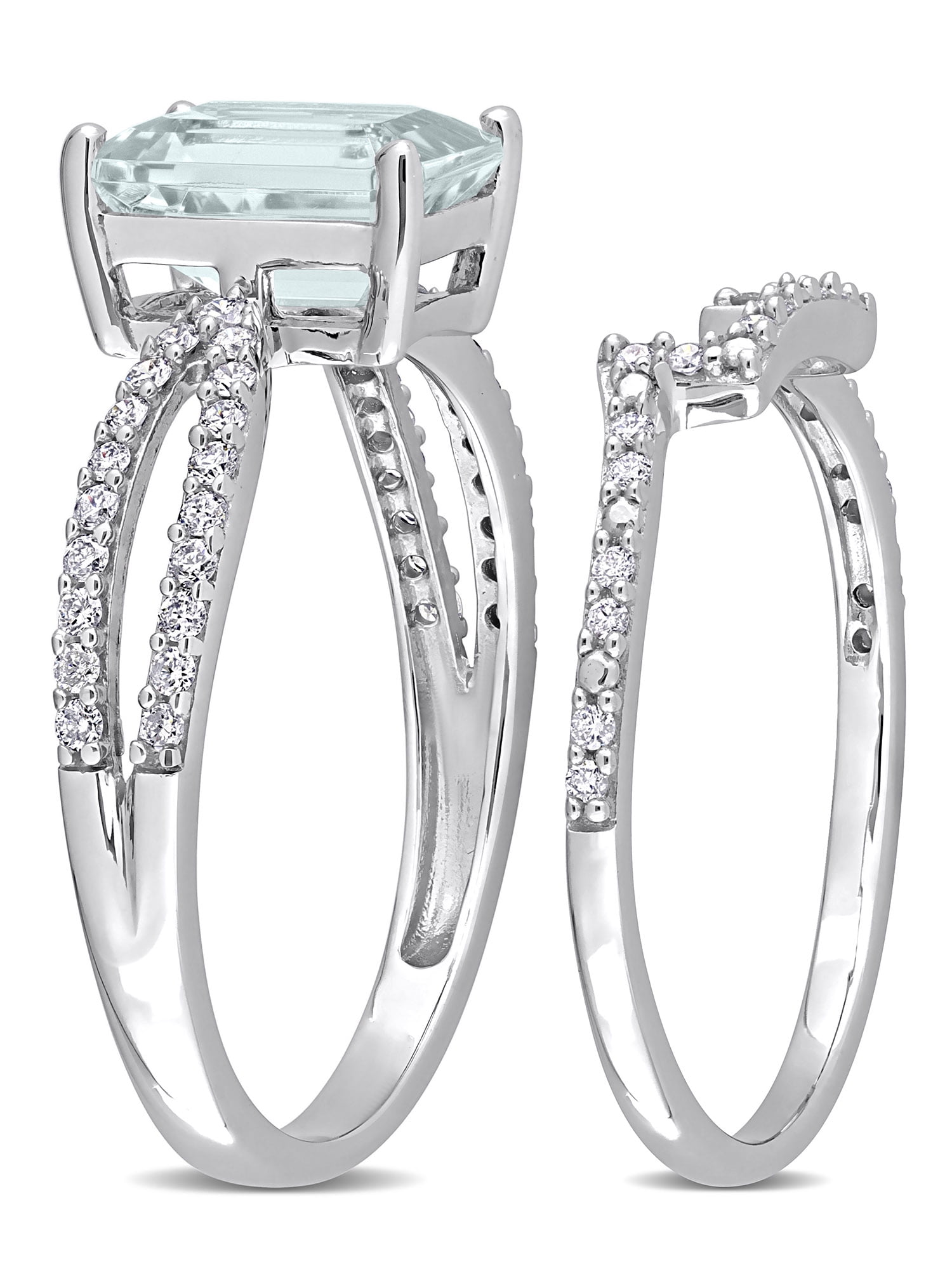 Everly Women's Aquamarine 14k White Gold Bridal Set