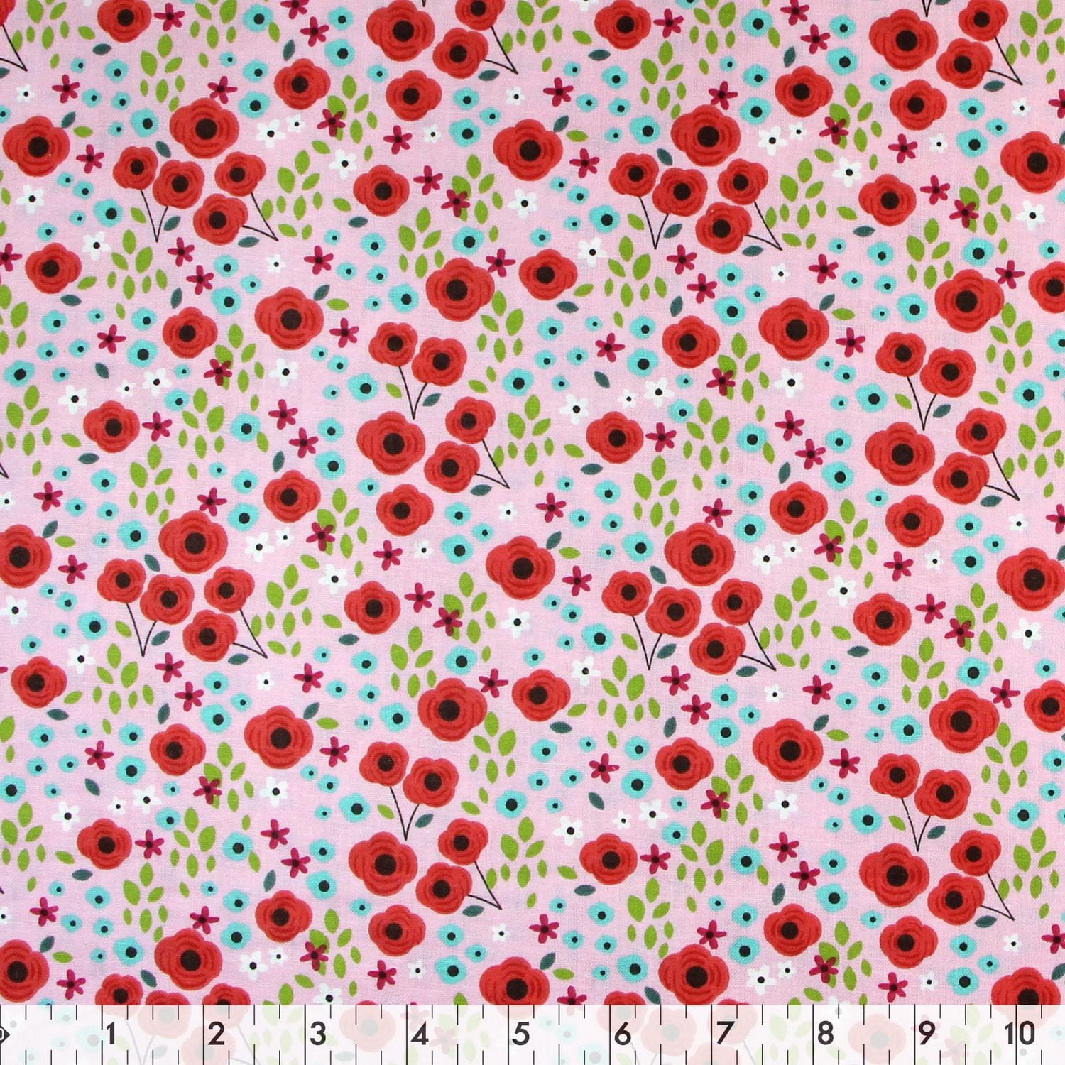 Fabric Creations Pink with Flower Garden  Fat Quarter Pre-Cut Fabric - 18" x 21" / 45cm x 53cm, 18" x 21" / 45cm x 53cm