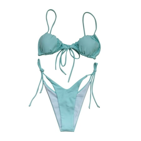 High Waisted Bikini Women s Two Piece High Cut Sets Halter Tie Side Thong Swimsuit String Sexy Triangle Bikini Bikini Sets for Women I