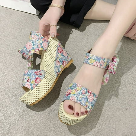 

Aufmer Shoes Women Sandals Clearance Ladies Platform Sandals Wedge Heels Solid Color Fish Mouth Heels
