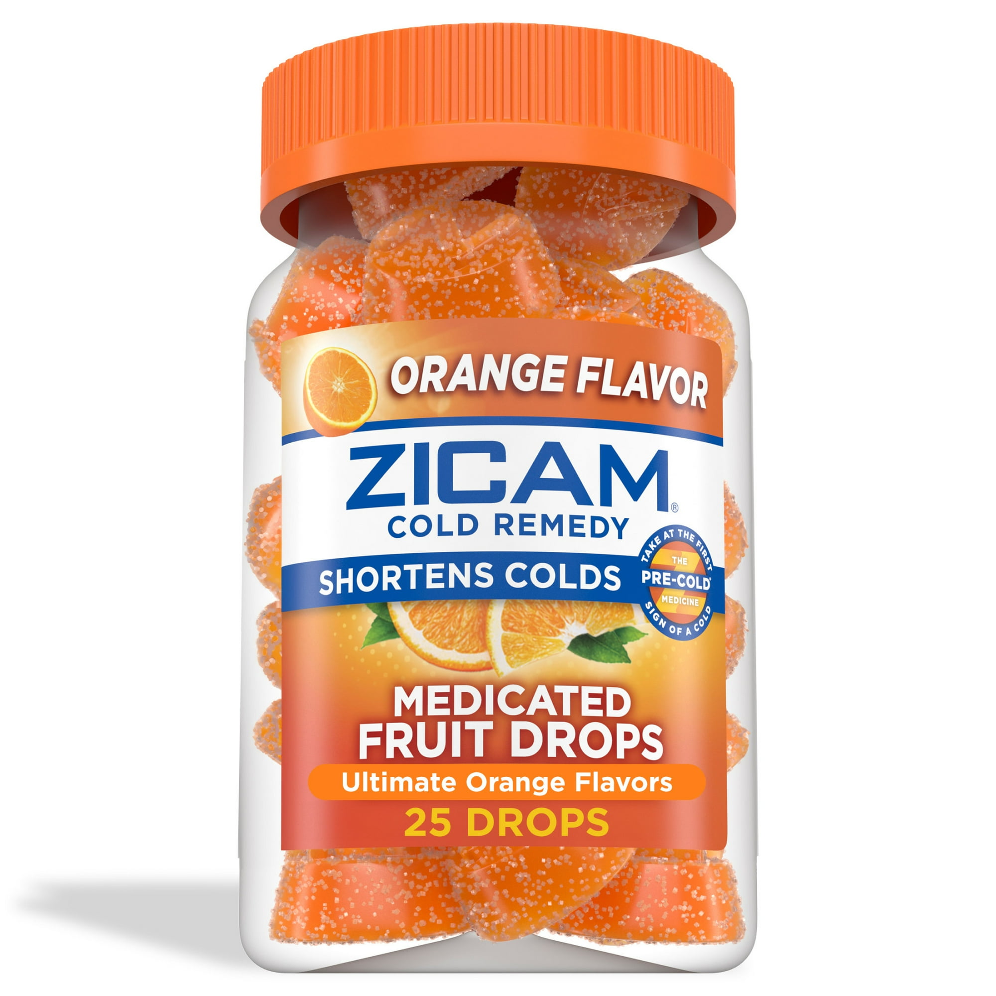 Zicam Cold Remedy Zinc Medicated Fruit Drops for Colds, With Zinc, Ultimate Orange, 25 Count