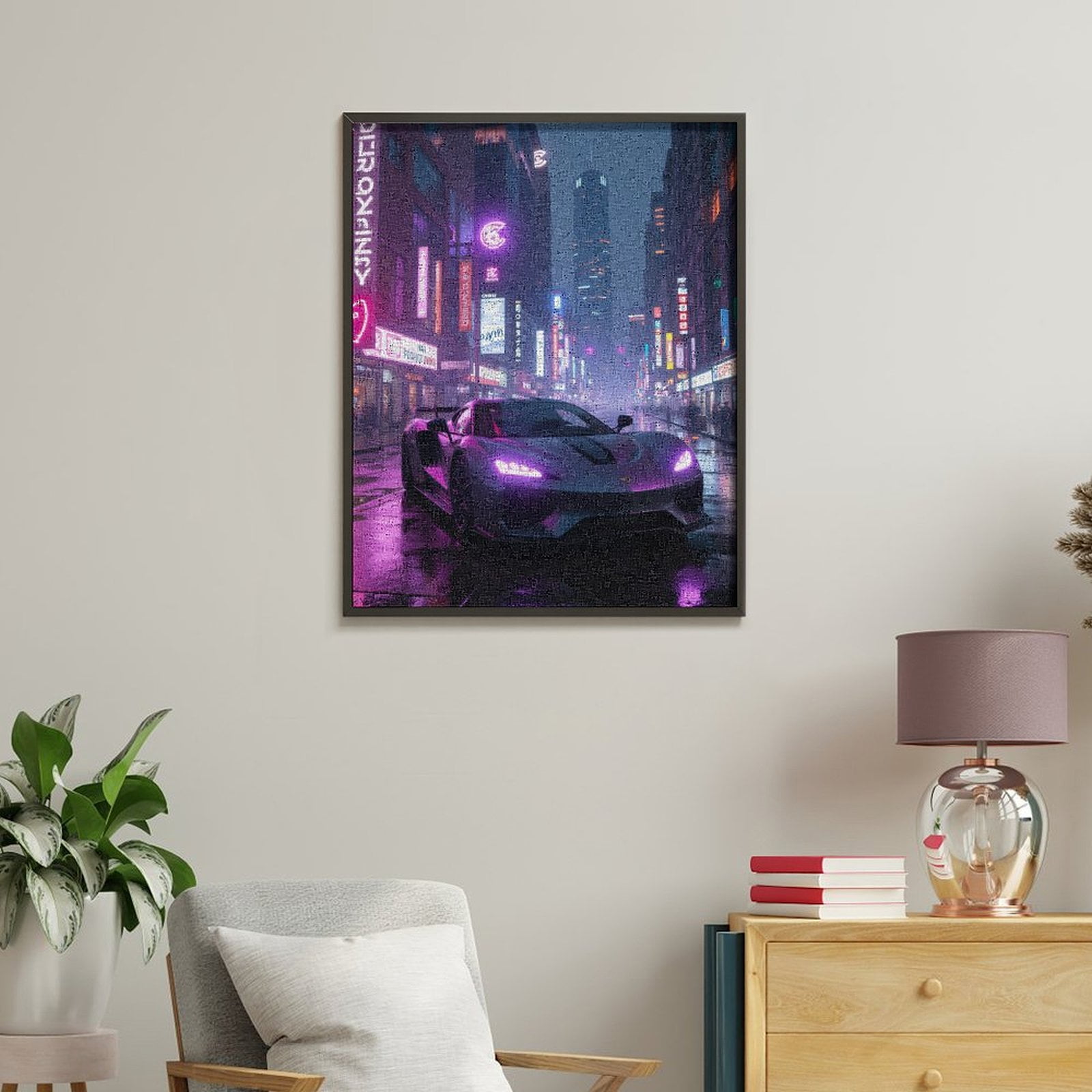 Paint By Numbers Kit for Adults Beginner - Sleek Car Neon City Night Drive DIY Canvas Painting Kits for Adults, Frameless Paint By Number for Adults for Home Wall Decor 16x20 Inch