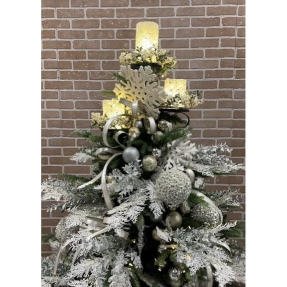 Pidgey Christmas Tree Topper Candles Holder, 2Ft Black Xmas Tree Triple Topper Candle Holder, 3 Tier Candle Holder for Christmas Tree, Light up for Indoor Bedroom Kitchen Holiday Decorations