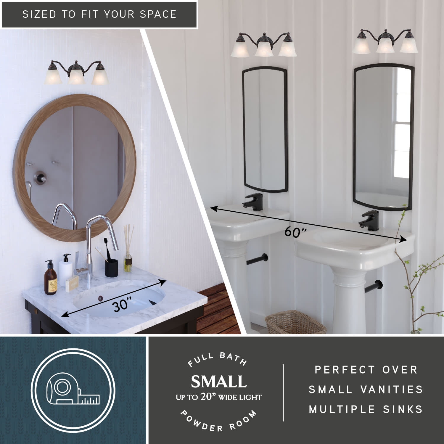 Standford 3 Light Bronze Bathroom Vanity Fixture
