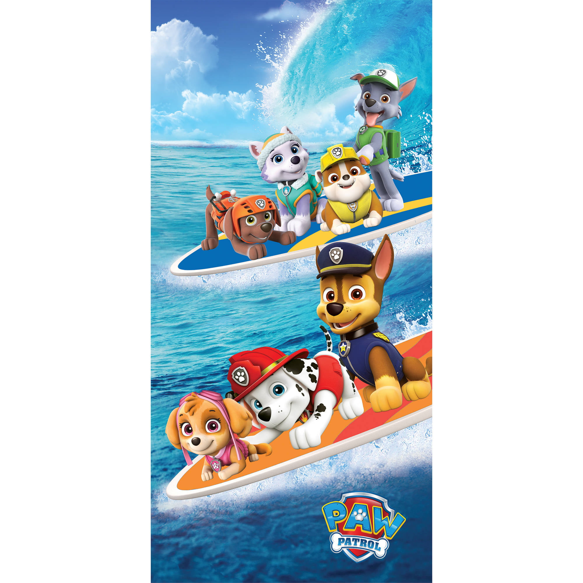 Paw Patrol Shaped Beach Towel Kids 34"x58" New Nickelodeon 
