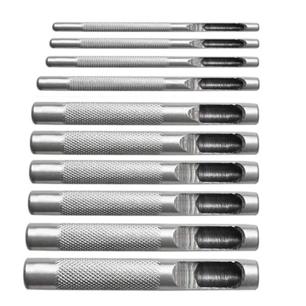 10 Pcs Leather Hole Punching Hollow Punch Set Round Hole Punch Tool Steel Leather Craft Working For Watch Band Gasket Belt Smile Home
