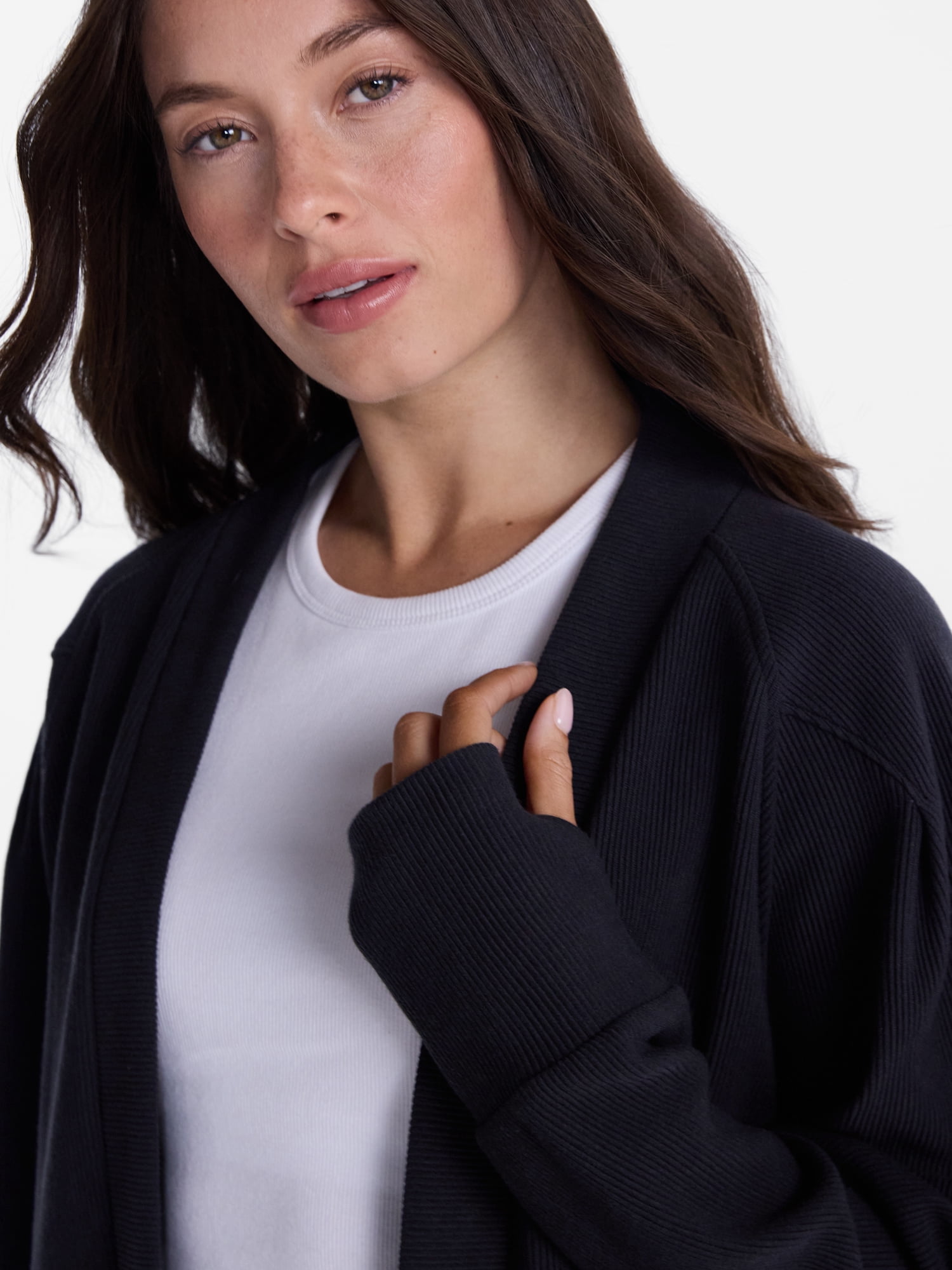 Avia Women's and Women's Plus Ribbed Ottoman Shrug Cardigan, Sizes XS-4X