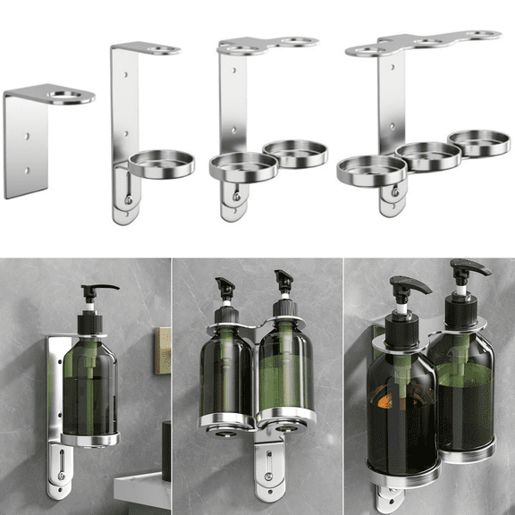 Soap Bottle Dispenser Holder Wall Mounted, Hand Pump Bottles Dispenser Stand Hanging Rack Standing Shelf Storage Holder Bracket for Bathroom Kitchen