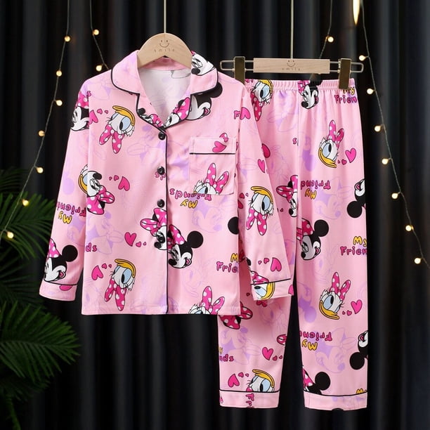 Disney Mickey Mouse Niños Pijamas Niños Ropa de algodón Pantalones Conjunto Ropa de dormir de dibujos animados Niños Pijamas para niñas Trajes Niño Pyjamaheight 140-155cm zhangmengya CONDUJO