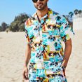 thumbnail image 1 of Summer Sanya Wind Men‘s Suit Quick-Drying Can Be Under The Water Seaside Vacation Flower Shorts Casual Lapel Button Shirt FGS, 1 of 7