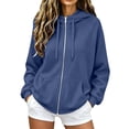 thumbnail image 2 of Summer Sweatshirts For Women No Hood Lightweight Crewneck Shirt Long Sleeve Pullover Casual Hoodless Hoodie Navy S, 2 of 5