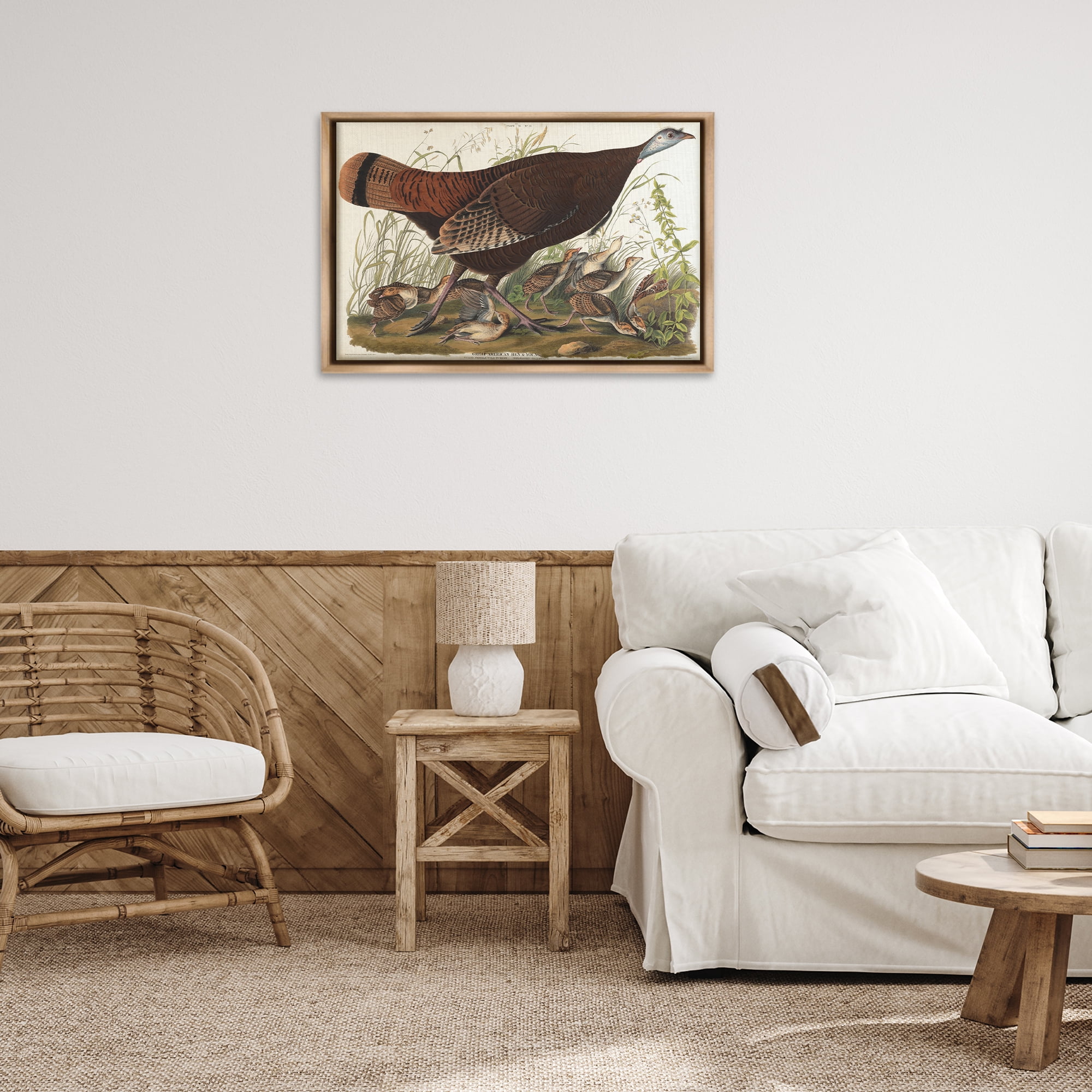 Stupell Industries Classic Great American Hen Animals Painting Brown Floater Framed Canvas Art Print Wall Art, 31 x 21