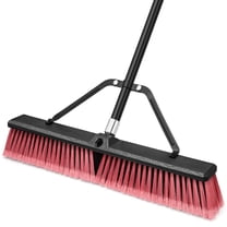 TidyBliss 24" Push Broom Outdoor Heavy Duty with 63 inches Long Handle (Red)