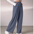 thumbnail image 4 of Pantalones de Traje Anchos para Mujer, Holgados, de Cintura Alta Elástica, Informales, Largos, Color Gris Oscuro, Talla XS, 4 of 7