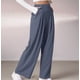 thumbnail image 4 of Pantalones de Traje Anchos para Mujer, Holgados, de Cintura Alta Elástica, Informales, Largos, Color Gris Oscuro, Talla XS, 4 of 7