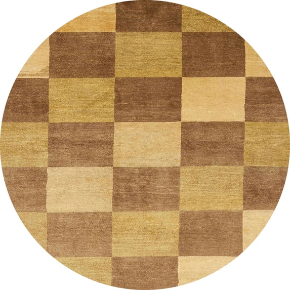 Ahgly Company Indoor Round Abstract Sedona Brown Checkered Area Rugs, 3' Round