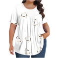 thumbnail image 1 of Plebaso Hauts pour Femmes Grande Taille Manches Courtes Blouses Plissées Décontractées Col Rond Été Tuniques Amples, 1 of 6